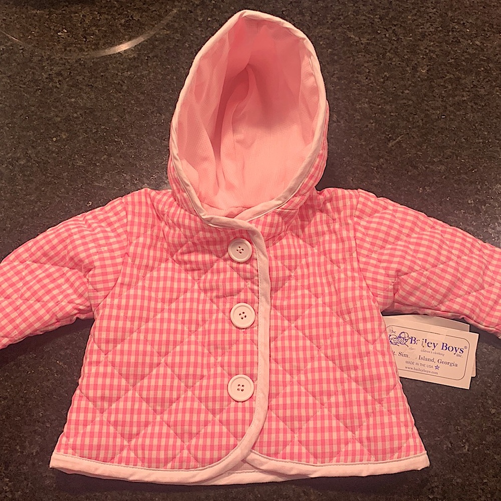 Bailey Boys Pink Check Baby Jacket 3M